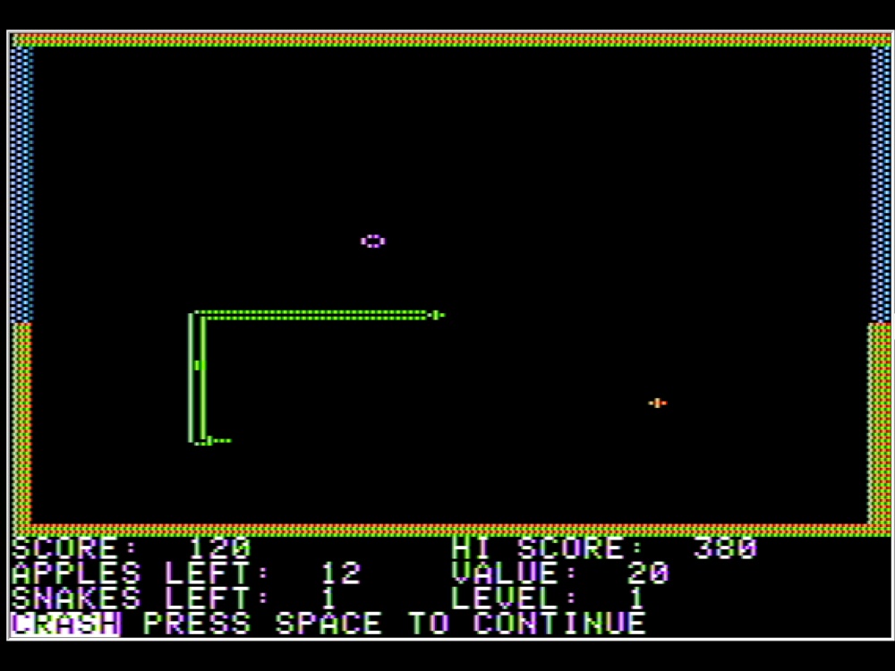 Gameplay of Snake Byte for Apple II